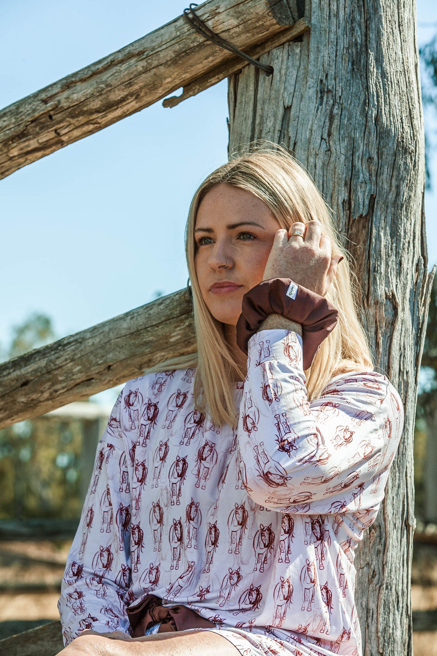 Lazee Luxe Long Sleeve Top - Women's Pyjama Top in Horsing Around