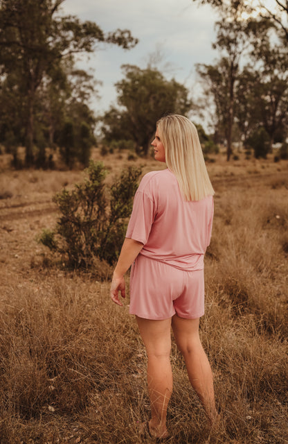 Lazee Luxe Bottom - Women's Pyjama Shorts in Dusty Pink