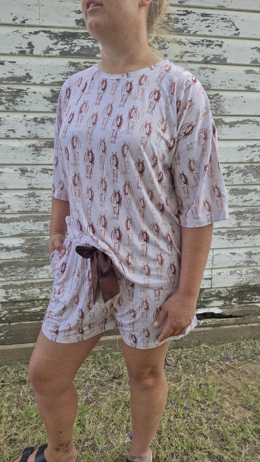 Lazee Luxe Top - Women's Pyjama Top in Horsing Around Print