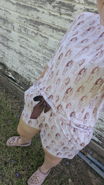 Lazee Luxe Bottom - Women's Pyjama Shorts in Horsing Around Print