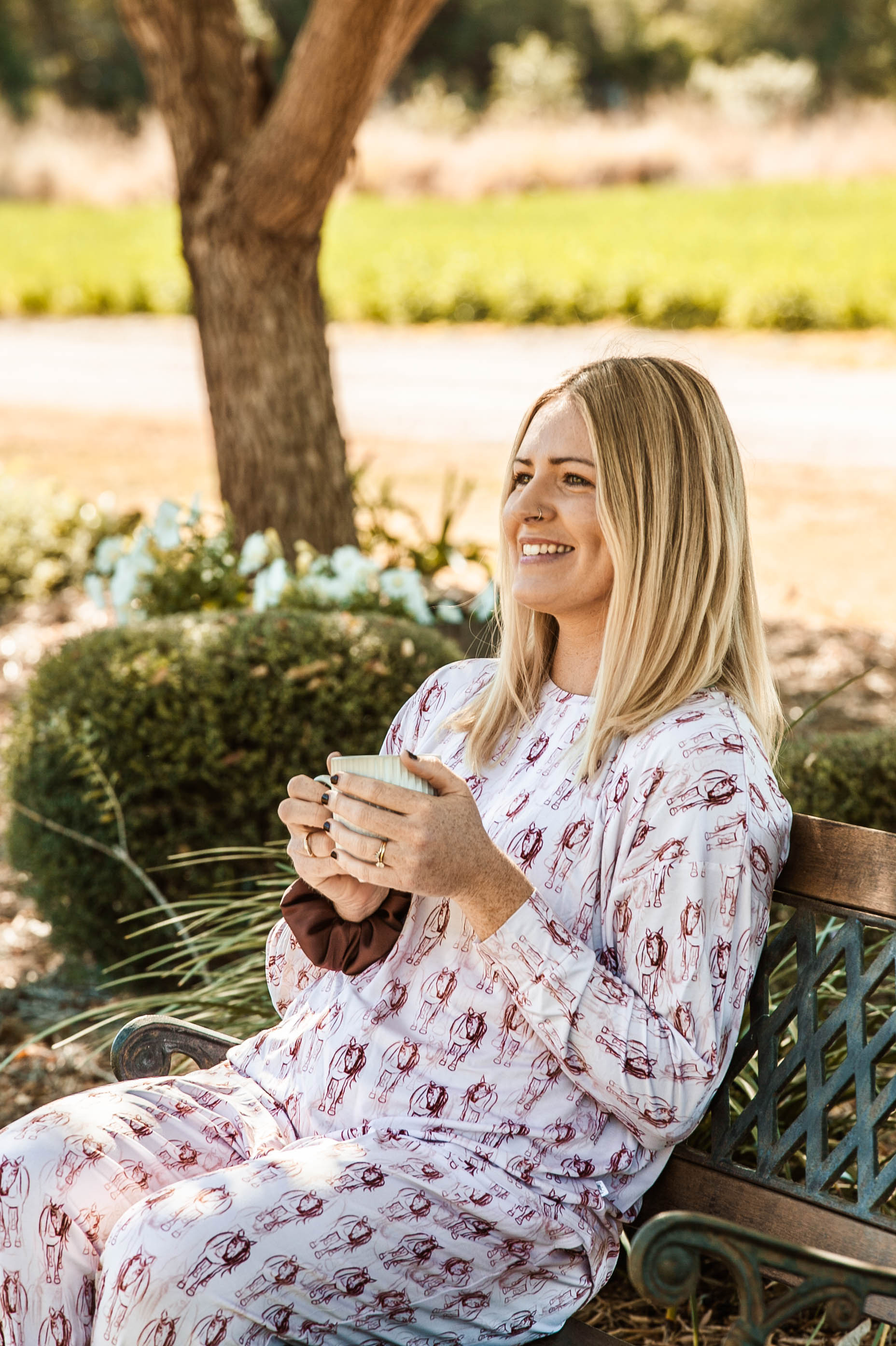 Lazee Luxe Long Sleeve Top - Women's Pyjama Top in Horsing Around