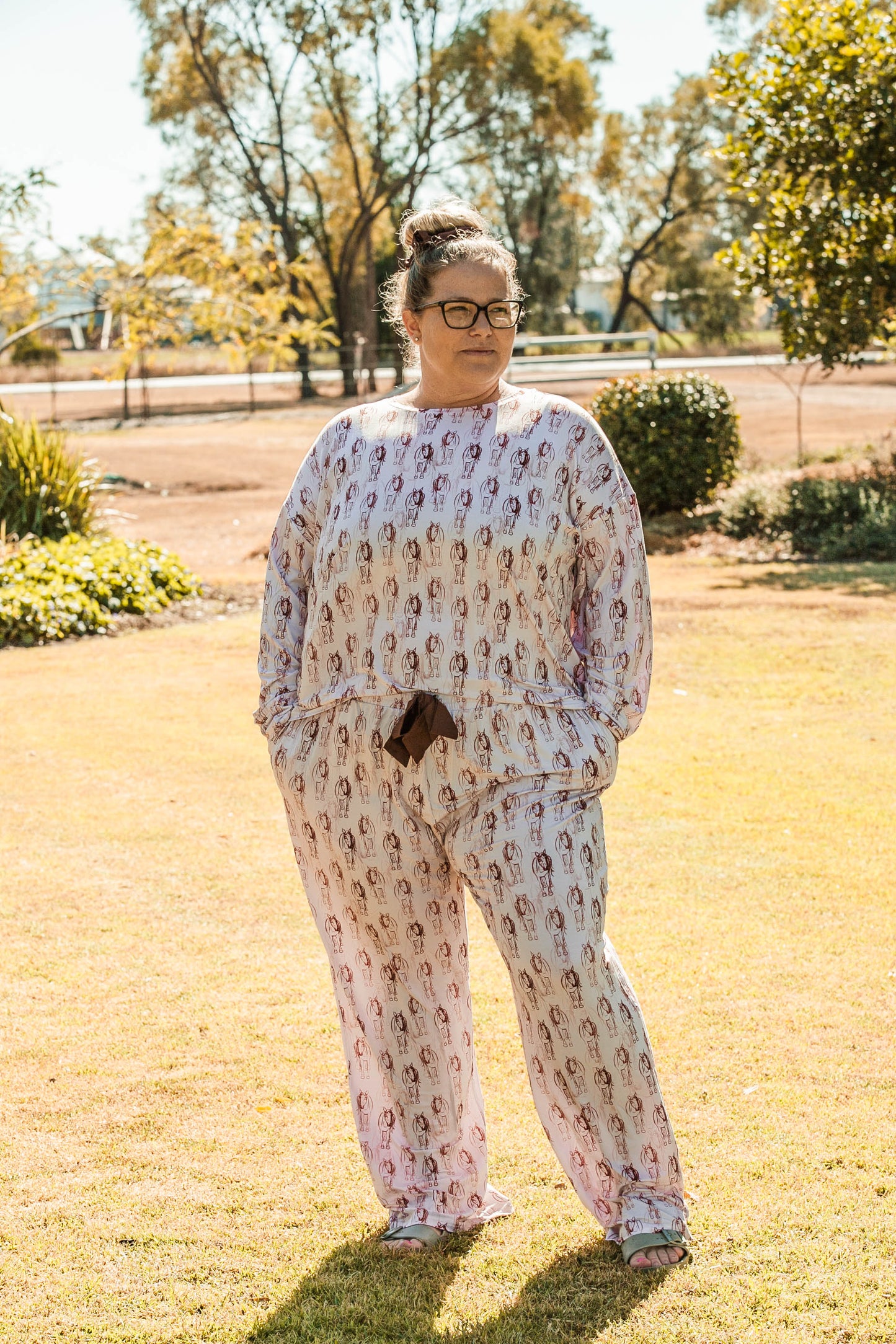 Lazee Luxe Long Bottom - Women's Pyjama Pants in Horsing Around