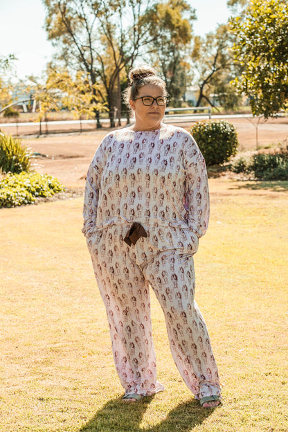 Lazee Luxe Long Bottom - Women's Pyjama Pants in Horsing Around