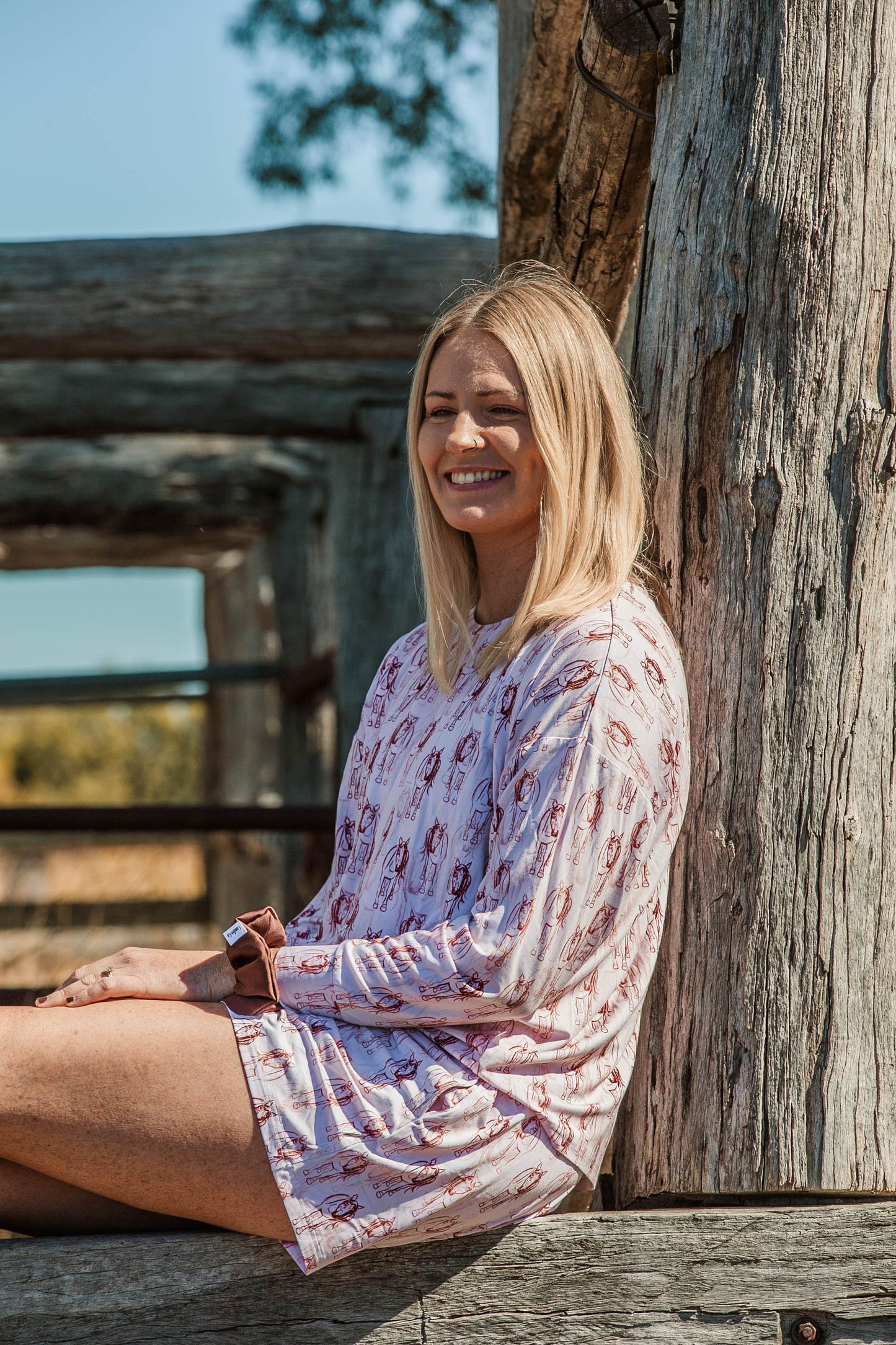 Lazee Luxe Long Sleeve Top - Women's Pyjama Top in Horsing Around