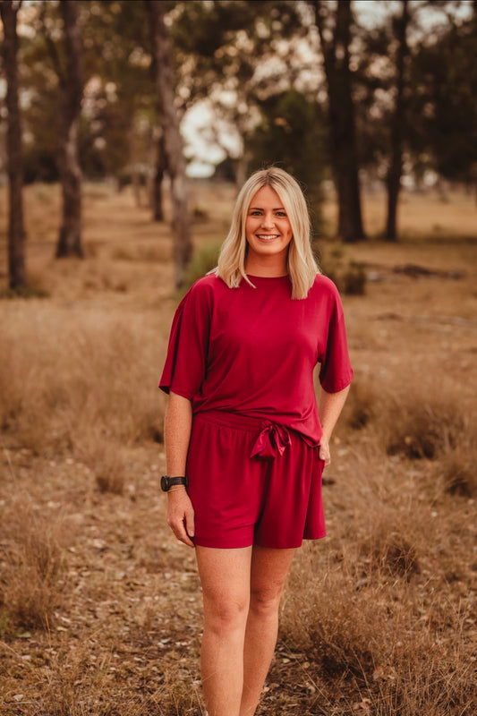 GEN I - Lazee Luxe Top - Women's Pyjama Top in Wine