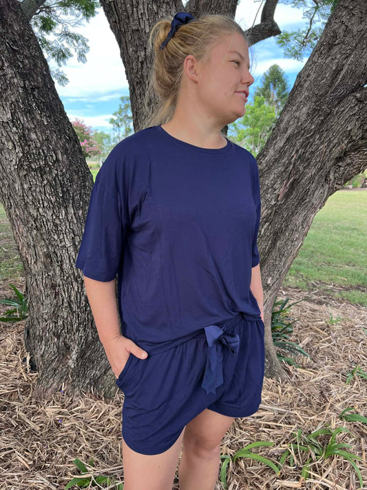 Lazee Luxe Top - Women's Pyjama Top in Navy