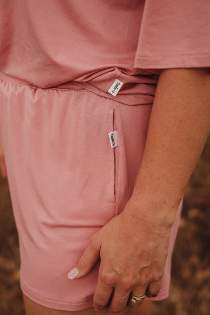 Lazee Luxe Bottom - Women's Pyjama Shorts in Dusty Pink