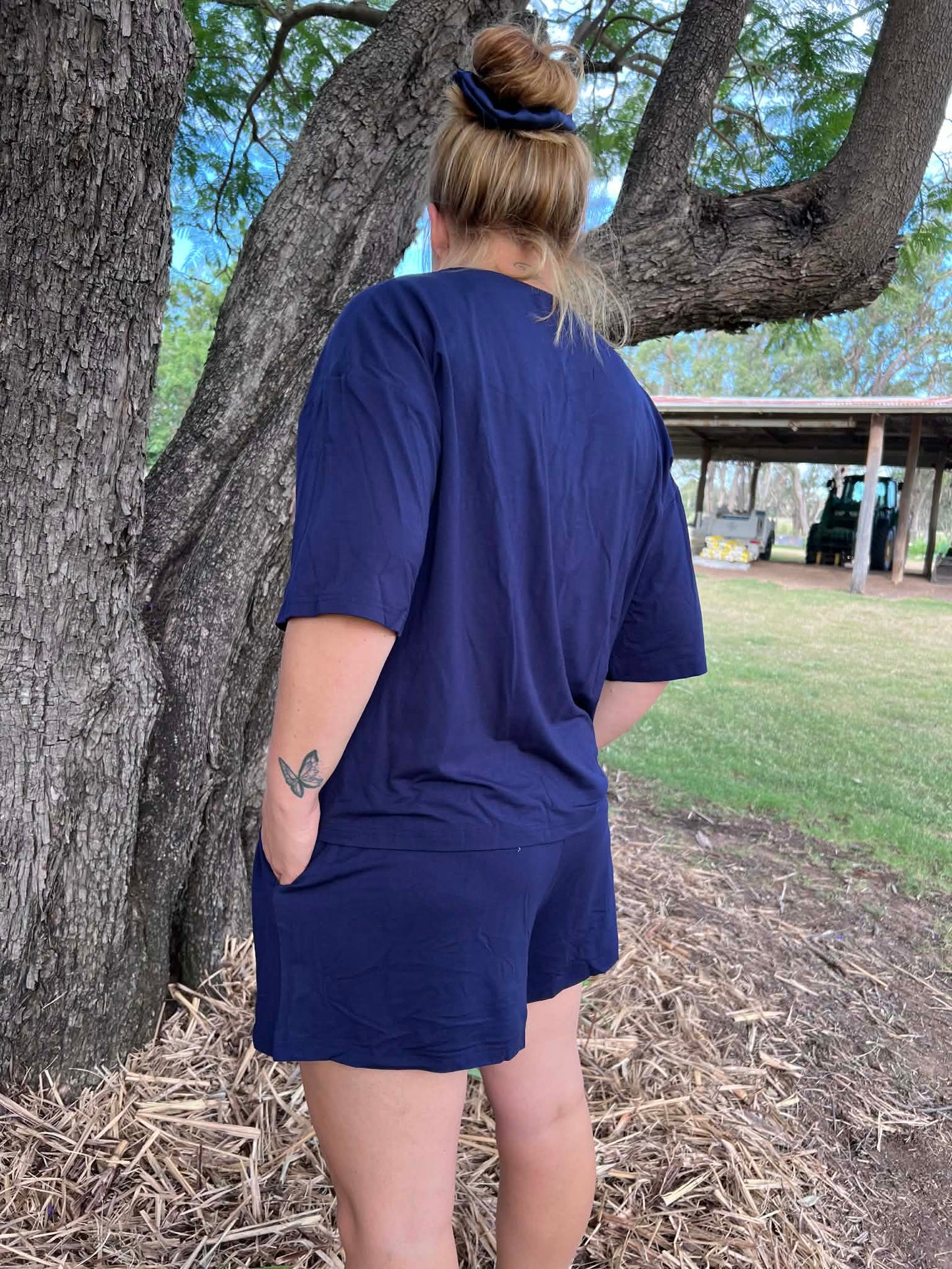 Lazee Luxe Bottom - Women's Pyjama Shorts in Navy