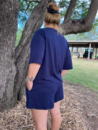 Lazee Luxe Bottom - Women's Pyjama Shorts in Navy