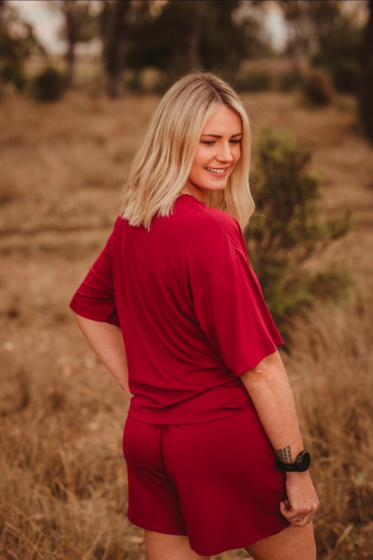 GEN I - Lazee Luxe Bottom - Women's Pyjama Shorts in Wine